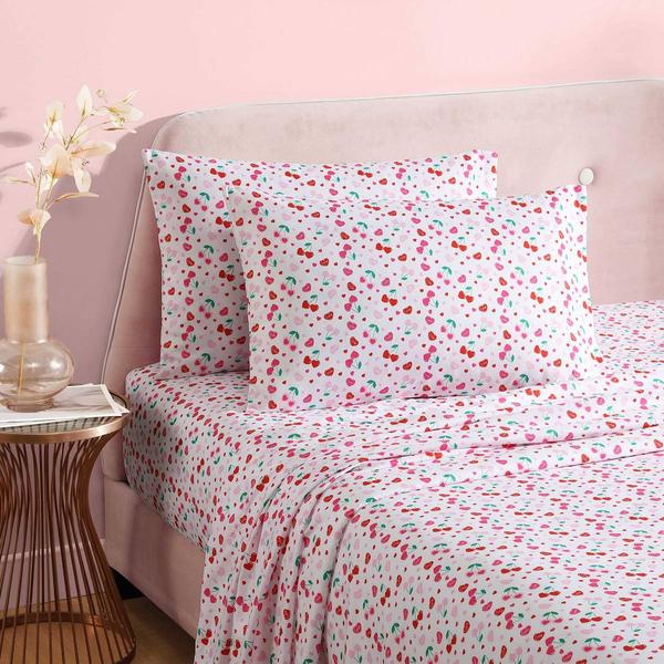 Betsey Johnson Sweet Tart Cherries Microfiber Sheet Set