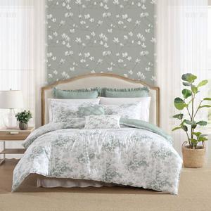 Laura Ashley(R) Toile Delight Cotton Reversible 7pc. Comforter Set
