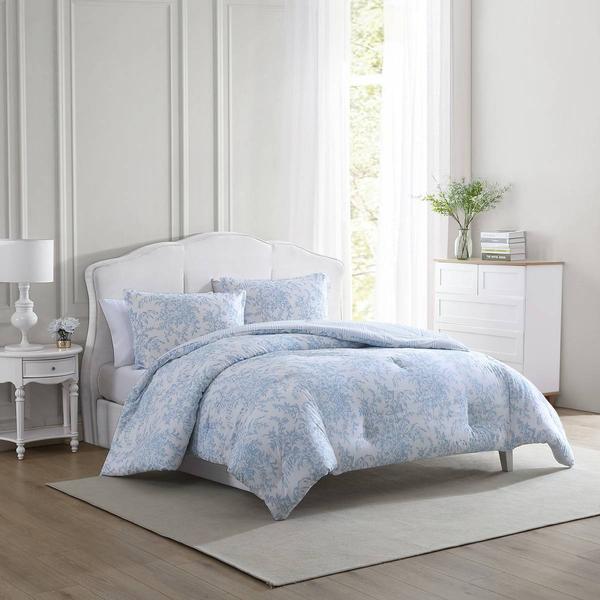 Laura Ashley(R) Bedford Cotton Reversible 3pc. Comforter Set
