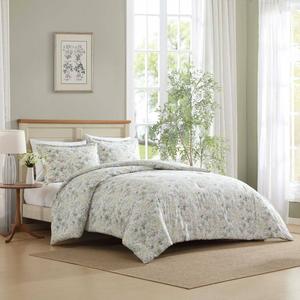 Laura Ashley(R) Bramble Floral Reversible Cotton 3pc. Comforter Set