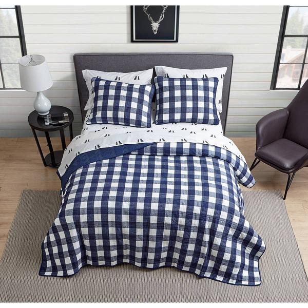 Eddie Bauer Lakehouse 136 TC Reversible Quilt Set - Blue