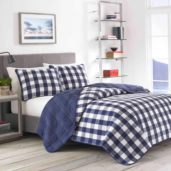 Eddie Bauer Lakehouse 136 TC Reversible Quilt Set - Blue alternate view
