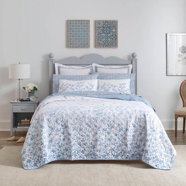 Laura Ashley(R) Flora 136 Thread Count Reversible Quilt Set