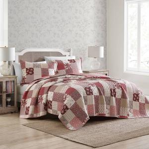 Laura Ashley(R) Celina Patchwork Cotton Reversible 3pc. Quilt Set