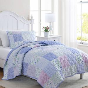Laura Ashley(R) Parker Patchwork Microfiber Reversible Quilt Set