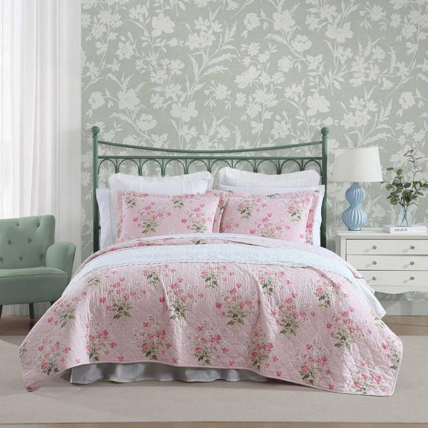Laura Ashley(R) Veronicas Bouquet Reversible Cotton 3pc. Quilt Set