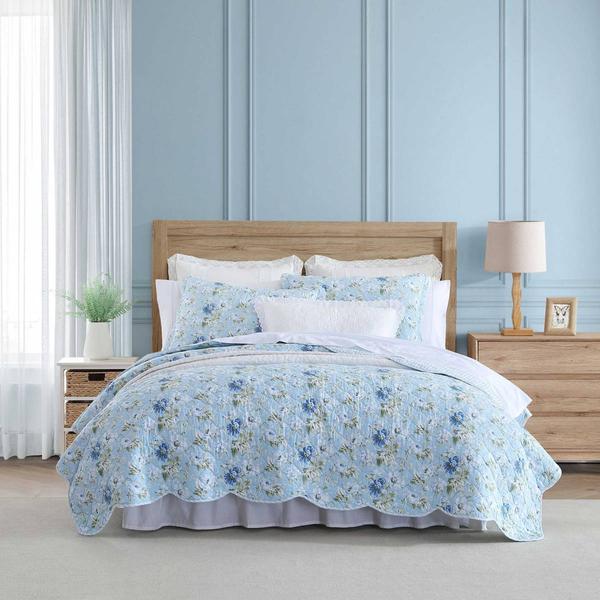 Laura Ashley(R) Peony Garden Cotton Reversible 3pc. Quilt Set