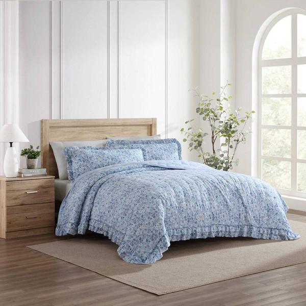 Laura Ashley(R) Quartet Microfiber Reversible 3pc. Quilt Set alternate view