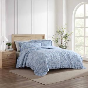 Laura Ashley(R) Quartet Microfiber Reversible 3pc. Quilt Set alternate view