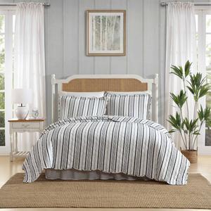 Laura Ashley(R) Stripe Perfection Cotton Reversible 3pc. Quilt Set