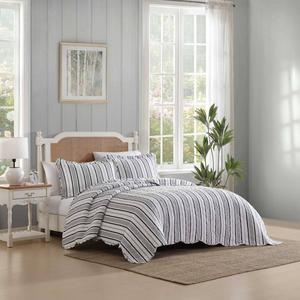 Laura Ashley(R) Stripe Perfection Cotton Reversible 3pc. Quilt Set alternate view