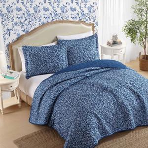 Laura Ashley(R) Elaina Reversible Floral Cotton 3pc. Quilt Set alternate view
