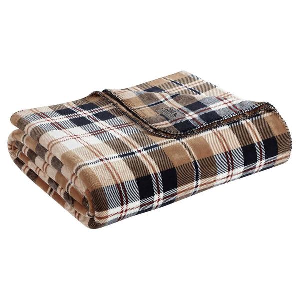 Eddie Bauer Trailhead Plaid Plush-Fleece Reversible Blanket