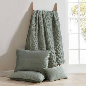 Laura Ashley(R) Solid Diamond Stitch Velvet-Textured 3pc. Quilt Set alternate view