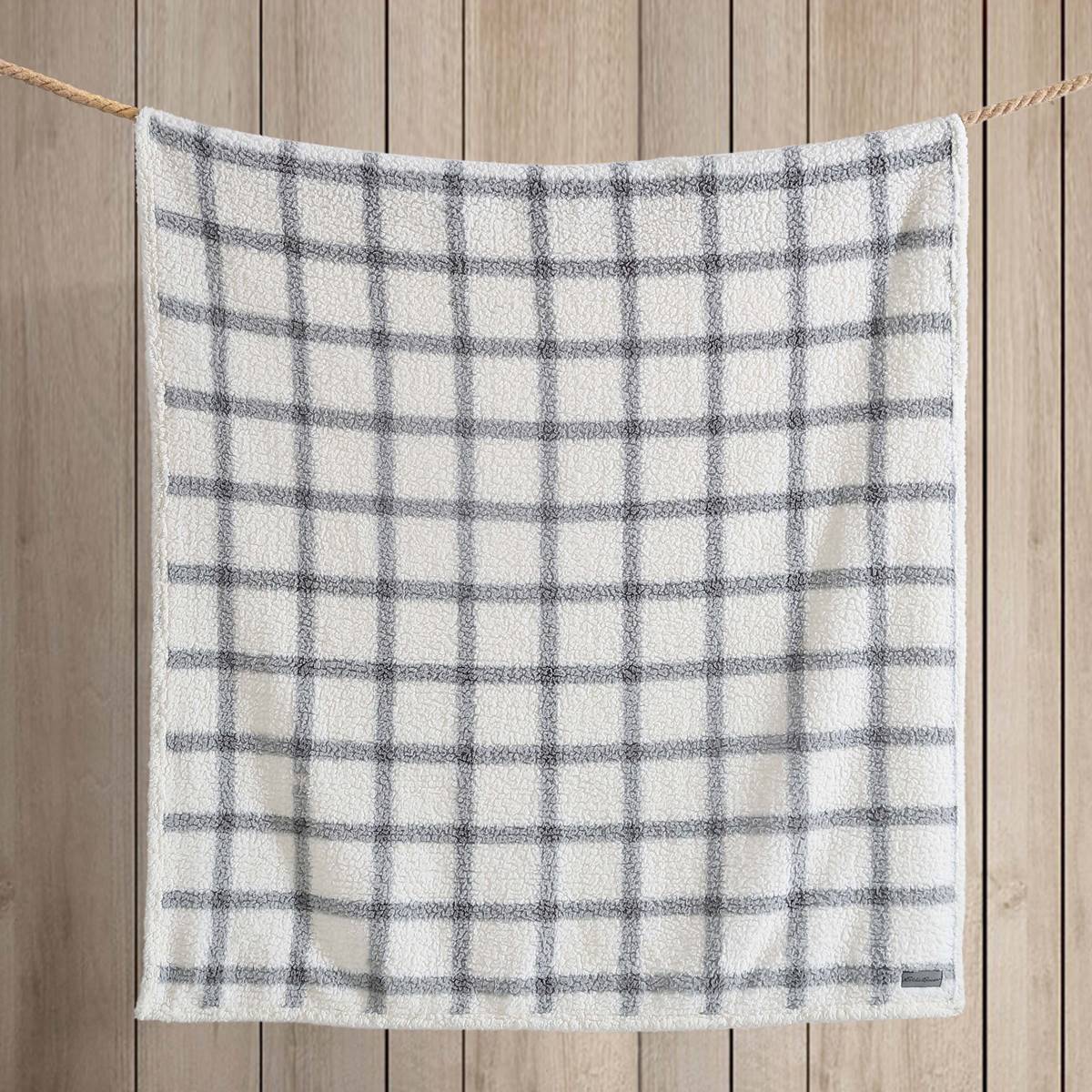 Eddie Bauer Bunkhouse Plaid Sherpa Reversible Throw