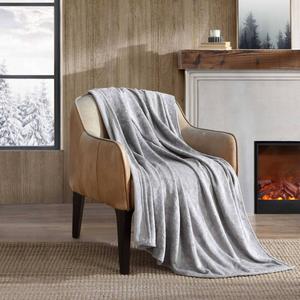 Eddie Bauer Woodblock Floral Plush-Fleece Throw alternate view