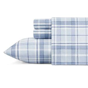 Laura Ashley(R) Mulholland Plaid Blue Flannel Sheet Set