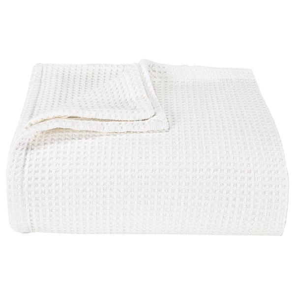 Vera Wang Waffle Weave White Blanket