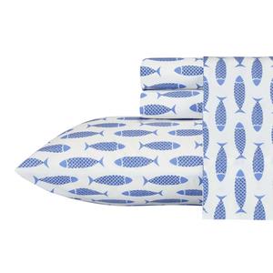 Nautica Woodblock Fish Sheet Set