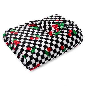 Betsey Johnson Cherry Checker Ultra-Soft Plush Throw Blanket