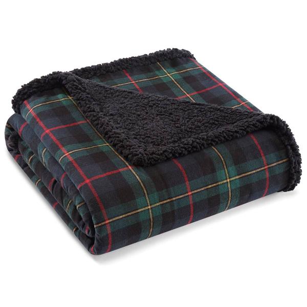 Eddie Bauer Mountain Pine Tartan Green Throw Blanket