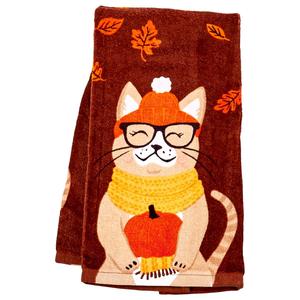 Forever Autumn Kitty Brown Kitchen Towel