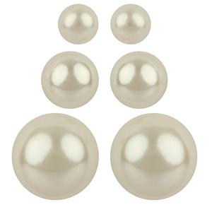 3pr. Simulated Cream Pearl Stud Earrings Set