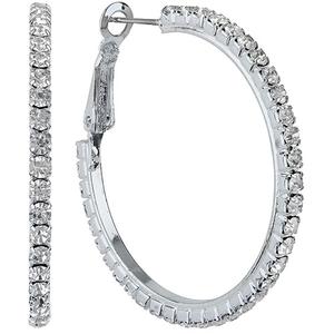 Pave Crystal Clutchless Hoop Earrings