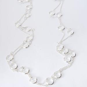 Silver-Tone & Clear Discs Link Necklace