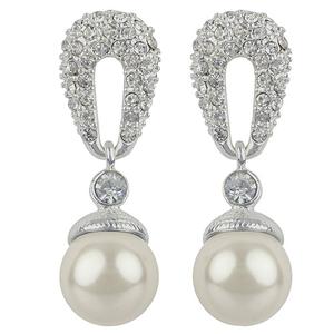 Simulated Pearl Silver-Tone DropEarrings