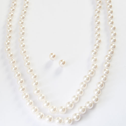 Simulated Cream Pearl Strand Necklace Ball Set