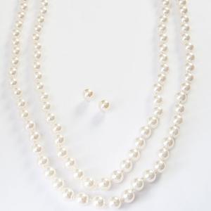 Simulated Cream Pearl Strand Necklace Ball Set
