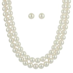 Faux Cream Pearl Necklace & Earrings Set