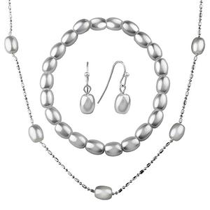 Roman Cream Pearl in Silver 3pc. Necklace Set