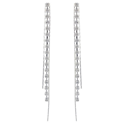 Silver-Tone Cup Chain Shoulder Dangle Earrings