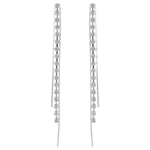 Silver-Tone Cup Chain Shoulder Dangle Earrings