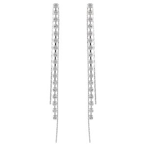 Silver-Tone Cup Chain Shoulder Dangle Earrings