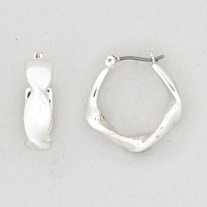 Roman Twisted Silver Hoop Earrings