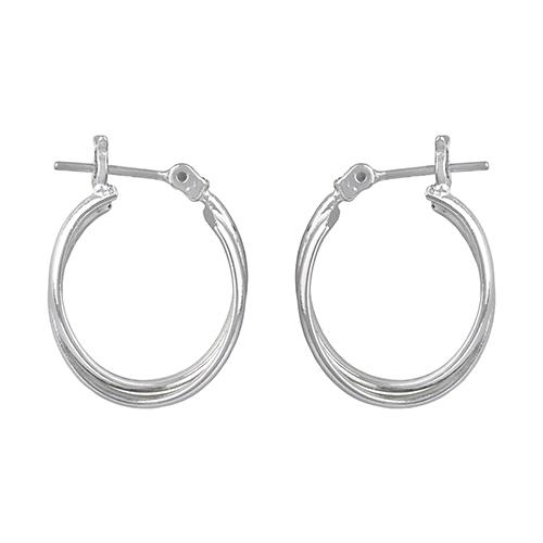 Roman Silver-Tone Double Twisted Hoop Earrings