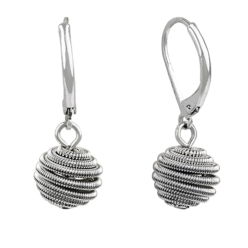 Roman Silver-Tone Jute Bead Leverback Earrings