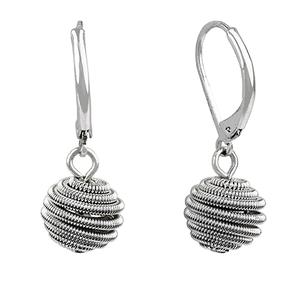 Roman Silver-Tone Jute Bead Leverback Earrings