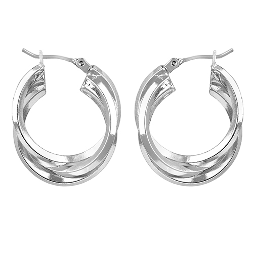 Roman Silver-Tone Triple Twisted Hoop Earrings