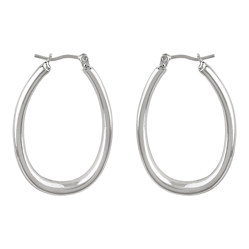 Roman Silver-Tone Large Oval Hoop Earrings