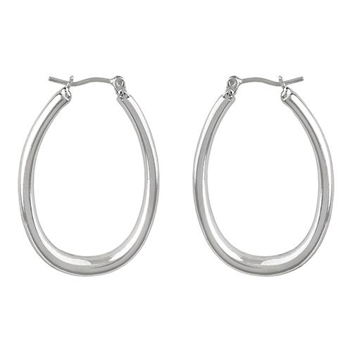 Roman Silver-Tone Large Oval Hoop Earrings