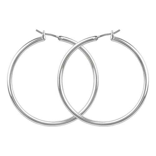 Roman Silver-Tone Large Thin Hoop Earrings