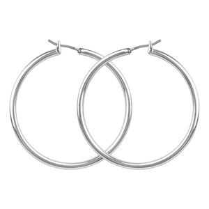 Roman Silver-Tone Large Thin Hoop Earrings