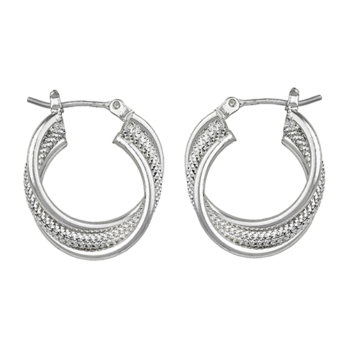 Roman Silver-Tone Twisted Mesh Hoop Earrings