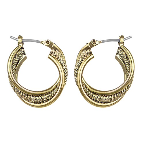 Roman Gold-Tone Twisted Mesh Hoop Earrings