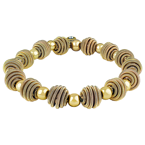 Roman Gold-Tone Jute Bead Stretch Bracelet