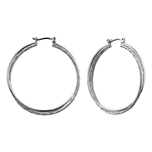 Roman Silver-Tone Thin Twisted Hoop Earrings